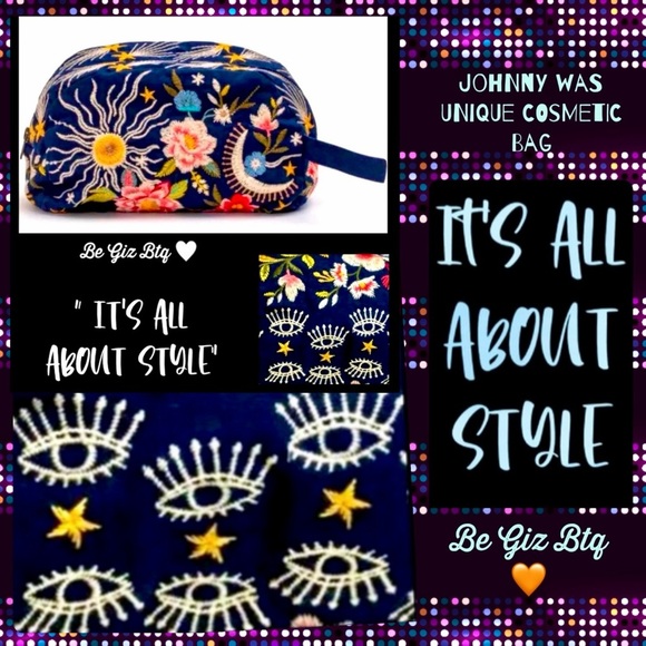 🆕 Johnny Was Lissa Makeup Bag Sapphire Blue NWT - Picture 3 of 12